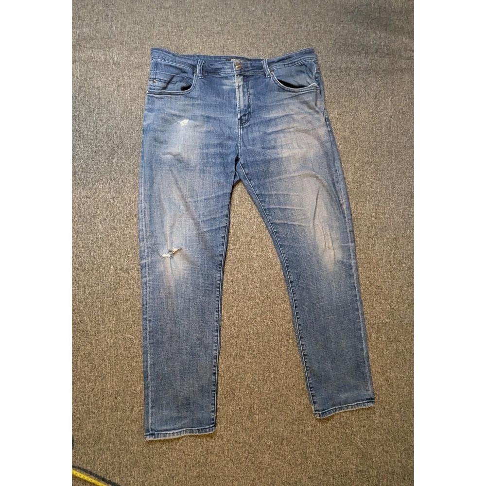 Liverpool Los Angeles Relaxed Straight Jeans‎ Men's Gray Size 38x34 Distressed